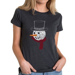 LA Pop Art Snowman Face - Women's Premium Blend Word Art T-Shirt - 1 of 4