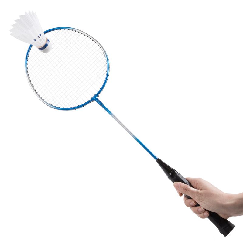 Toy Time All-in-One Portable Outdoor Badminton Game Set - Includes 4 Racquets, 3 Shuttlecocks, Regulation-Size Net, Ground Anchors, and Carrying Case, 2 of 8