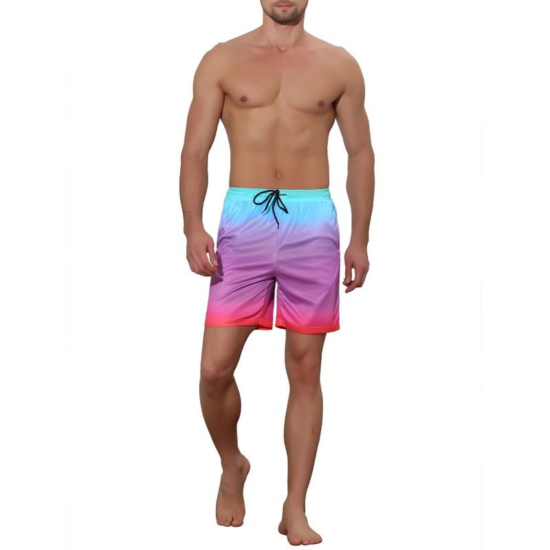 Lars Amadeus Men's Contrasting Colors Patterned Beach Swimming Board Shorts, 2 of 6