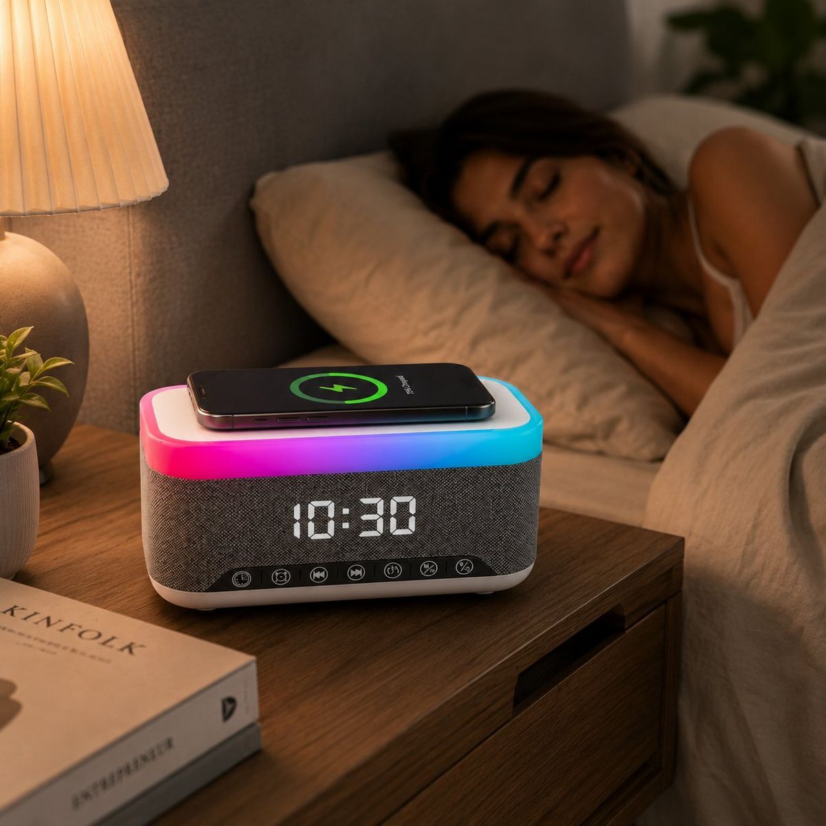 Pursonic All-in-One Alarm Clock with Bluetooth Speaker, FM Radio & Qi Wireless Charging – Your Complete Nightstand Companion - thumbnail 7