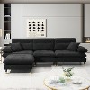 106"W L-Shaped Sectional Sofa, 4 Seat Cloud Chenille Fabric Tufted Couch Set with Two-Tone Adjustable Legs and Movable Ottoman - ModernLuxe - 2 of 4