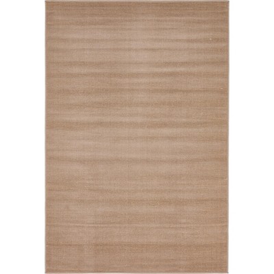 Easy-Care Light Brown Synthetic 4' x 6' Rectangular Rug