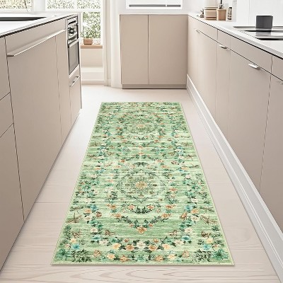 Rug for Living Room,Floral Print Area Rugs,Washable Non-Slip Modern Stain Resistant Low-Pile Carpet for Bedroom Dining Nursery Mat with Rubber Back