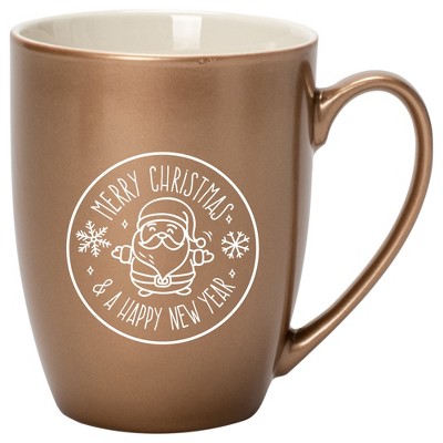 Elanze Designs Merry Christmas & A Happy New Year Santa Bronze 10 ounce New Bone China Coffee Cup Mug