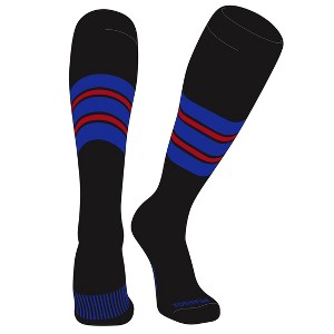 PEAR SOX Striped OTC Baseball, Softball, Football Socks (E) Black, Royal, Red - 1 of 3