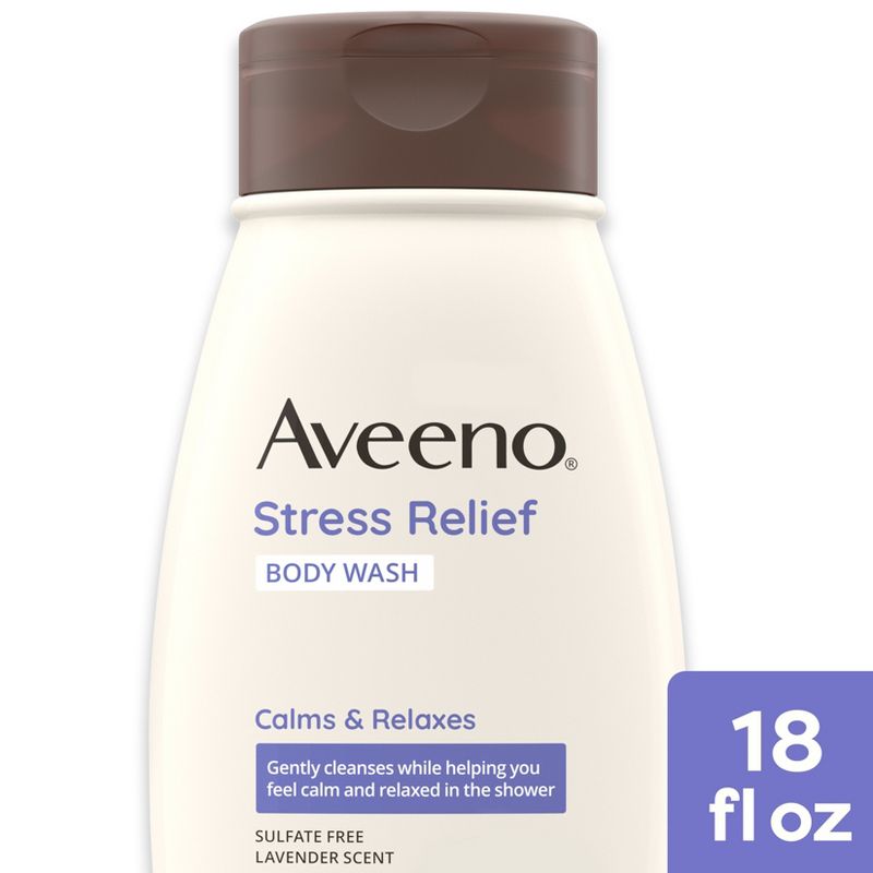 Aveeno Stress Relief Body Wash - Lavender - Fresh Scent - 18 fl oz, 1 of 9