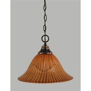 Toltec Lighting Any 1 - Light Pendant in  Black Copper with 14" Tiger  Shade - 1 of 1