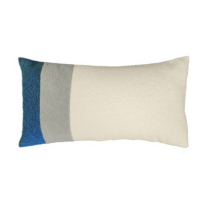Edie@Home 15"x30" Oversized Colorblock Faux Shearling Racing Striped Lumbar Pillow: Feather-Filled, Indoor Use, Hidden Zipper