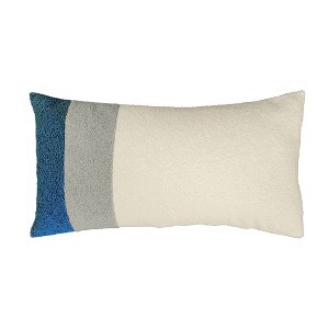 Edie@Home 15"x30" Oversized Colorblock Faux Shearling Racing Striped Lumbar Pillow: Feather-Filled, Indoor Use, Hidden Zipper - 1 of 4
