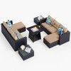 Captiva Designs 7pc Steel & Wicker Outdoor Square Fire Pit Furniture Set with Cushions - 2 of 4