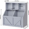 Kids Toy Storage Organizer with Bookshelf, 3-Tier Toy Shelf & 2 Storage Bins for Nursery, Playroom, Bedroom - 3 of 4