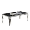 Glam Contemporary1pc Coffee Table Black Glass Top Silver Color Table Living Room Stainless Steel Cabriole-Style Legs - 4 of 4