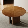 Luck Live Modern 59" Round Dining Table, Wood Veneer Starburst Top, Contemporary Pedestal Base Dining Room Table - 3 of 4