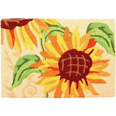 Jellybean State Fair Sunflowers Accent Doormat – 20"x30" Machine Washable Mat for Porch, Entry, or Patio
