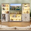 Fredees White Tall Bookcase with Doors & Shelves, Farmhouse Bookcase with LED Lights & Storage Cabinet for Bedroom and Living Room - 4 of 4