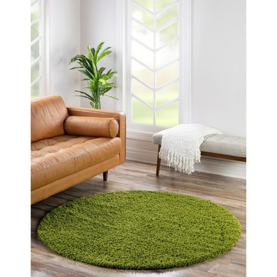 Unique Loom 5' 0 X 5' 0 Solid Shag Grass Green Area Rug : Target