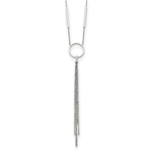 Chisel Stainless Steel Polished Circle with Tassel on a 23.5" Cable Chain Necklace - 1 of 4