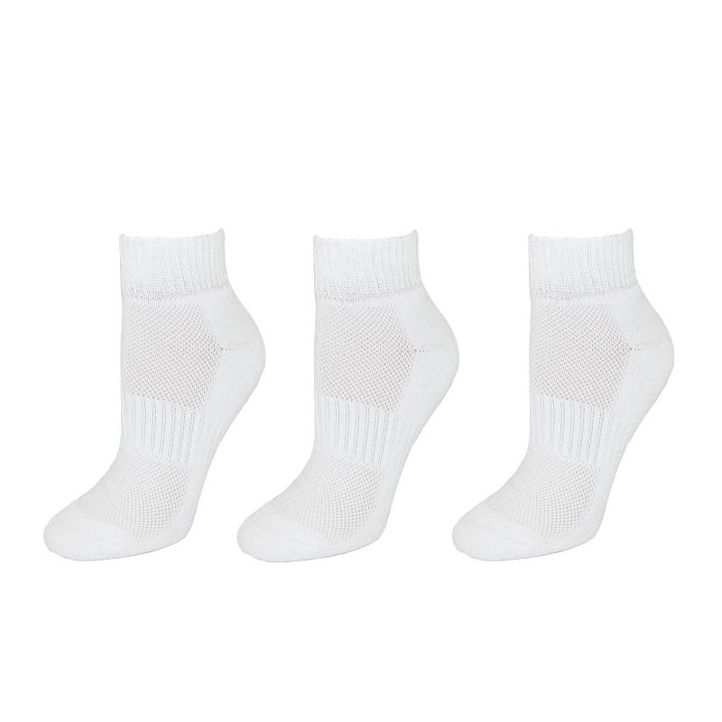 CTM Women's Cotton Blend Arch Support Ankle Sock (Pack of 3), 2 of 3