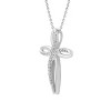 GILDED 1/4 CTTW Natural Diamond Twist Cross Pendant Necklace in 14KT Yellow Gold Plated or 925 Sterling Silver, 18" Chain - 2 of 4