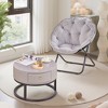 VECELO Folding Saucer Chair, Moon Chair with Metal Frame, Faux Fur for Bedroom or Living Room, Gray/Black - 3 of 4