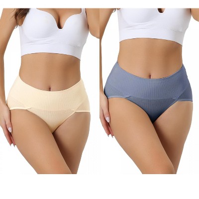 Allegra K Women's High Waist Stretch Tummy Control Breathable Comfortable Briefs 2 Packs