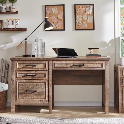 SinCiDo Home Desk,53" Wide Desk in the Farmhouse,Adjustable Filing Cabinet A4/ Letter /F4/Lega,3 Drawers, Desk for Study and Bedroom