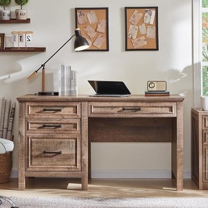 SinCiDo Home Desk,53" Wide Desk in the Farmhouse,Adjustable Filing Cabinet A4/ Letter /F4/Lega,3 Drawers, Desk for Study and Bedroom - 1 of 4