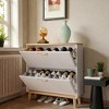 Mshliw Narrow Shoe Storage Cabinet with 2 Flip Drawers Freestanding Shoe Organizer for Entryway Slim Shoe Rack for 8 to 16 Pairs - 3 of 4