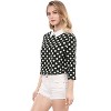 Allegra K Women's Polka Dots Contrast Peter Pan Collar 3/4 Sleeves Blouse - 2 of 4