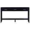 59.1" Black Farmhouse Entryway Table with 3 Drawers Minimalist Sofa Table for Living Room Hallway Kitchen Bedroom and Office - 2 of 4