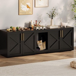 Cat Litter Box Enclosure,Hidden Litter Box Furniture for 2 Cats - 1 of 4