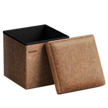 SONGMICS Storage Ottoman Bench Leather Ottoman with Storage