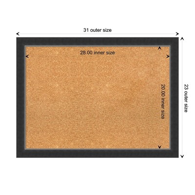 Natural Cork Board with Corvino Black Wood Frame, 31" x 23"