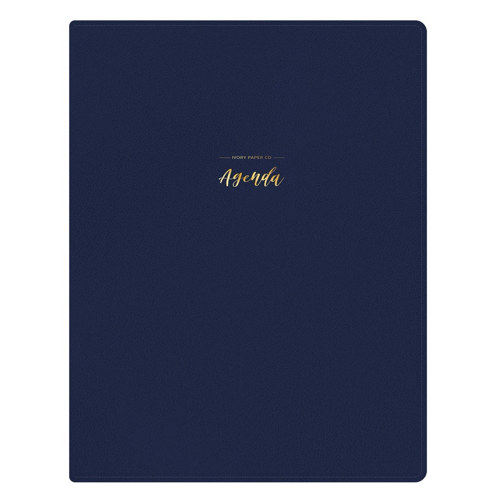 2023 Planner 8.5"x11" Weekly/Monthly Faux Leather Wirebound Navy - Ivory Paper Co