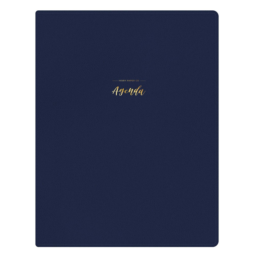 2023 Planner 8.5"x11" Weekly/Monthly Faux Leather Wirebound Navy - Ivory Paper Co