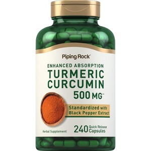 Piping Rock Turmeric Curcumin with Black Pepper 500mg | 240 Capsules - 1 of 4
