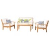 Peyton 4pc Acacia Wood Chat Set w/ Cushions - Beige - Christopher Knight Home - 2 of 3