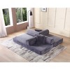Convertible Sleeper Sofa Bed with Cylindrical Pillow - Corduroy Folding Mattress Couch with Fixed-Shape Frame for Living Room, Bedroom,Studio - Gray - 2 of 4