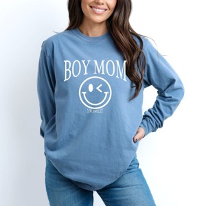 Simply Sage Market S.W.Smiley Boy Mom Outline Garment Dyed Long Sleeve - 1 of 4