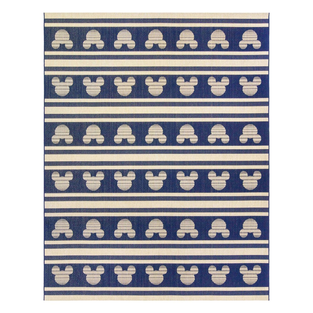 Mickey Mouse 8' x 10' Stripes Outdoor Rug Navy/Sand