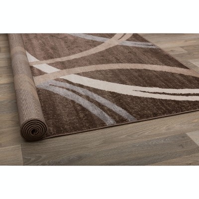 78" Brown Abstract Synthetic Round Washable Area Rug
