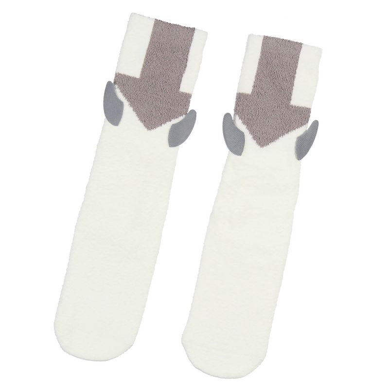 Avatar The Last Airbender Appa Flying Bison Manatee Fuzzy 3D Adult Crew Socks Off-White, 5 of 7