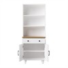 Chery Life utility Storage Cabinet with 4 Solid Wood Gourd-Shaped Legs, Adjustable Shelves, 5 Tier Bookshelf with Drawer for Living Room - 3 of 4