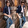 Generic Men's Black Leather Messenger Bag Retro Small Crossbody Shoulder Bag - 4 of 4