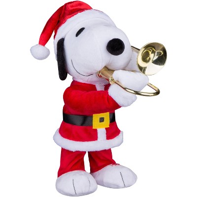 Gemmy Standing Trombone Snoopy in Santa Outfit Peanuts, Multicolored