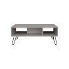 Coffee Table 15.7inH, with 4 Legs and 2 Shelves, White - 4 of 4