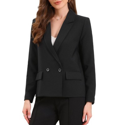 Allegra K Women Double Breasted Notched Lapel Long Sleeve Work Office Suit Jacket Blazer