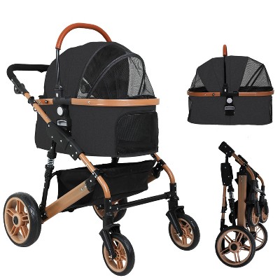 FDW Premium Pet Stroller 4 wheels 3 in-1 Dog Cat Stroller for Large Medium Dogs Cats with Carrier Car Seat Large Storage and Easy Fold