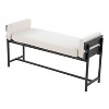 TiramisuBest Mid Century Modern Tan Leather Bench - Brown, Tan Genuine Leather, Solid Wood Entryway Bench, 16.1L x 47.5W - 4 of 4