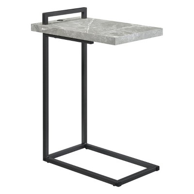 Syemin End Tables C Shaped TV Tray, Small Side Tables, Small Space Couch Table Snack Table, Industrial Side Table, Brown, 11.5"*17.75"*25.5"